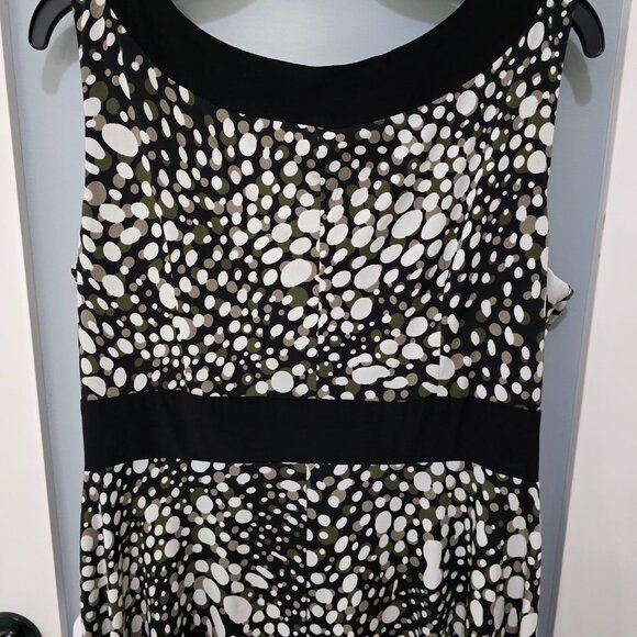 Perceptions 16P Black White Spotted Sleeveless Knee Length Dress - Picture 9 of 10